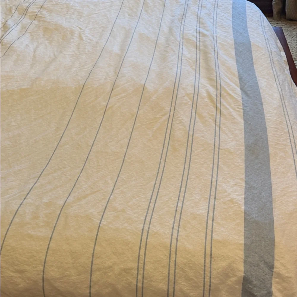 West Elm Hemp &‎ Cotton Serene Stripes Duvet Cover King Size